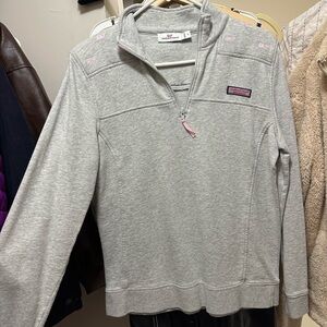 Vineyard Vines Heather Gray Pullover with Pink Accents